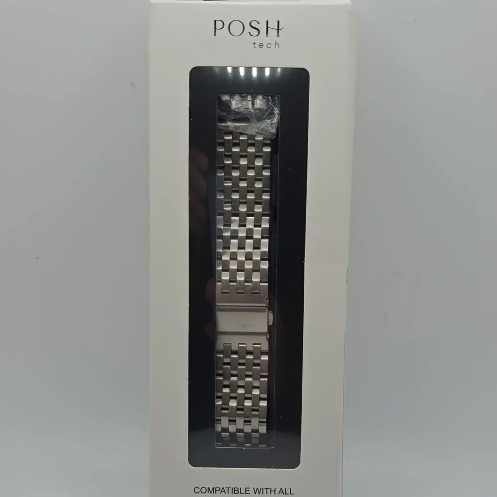 POSH tech Stainless Steel Silver Bracelet Wristwatch Band, Universal Fit